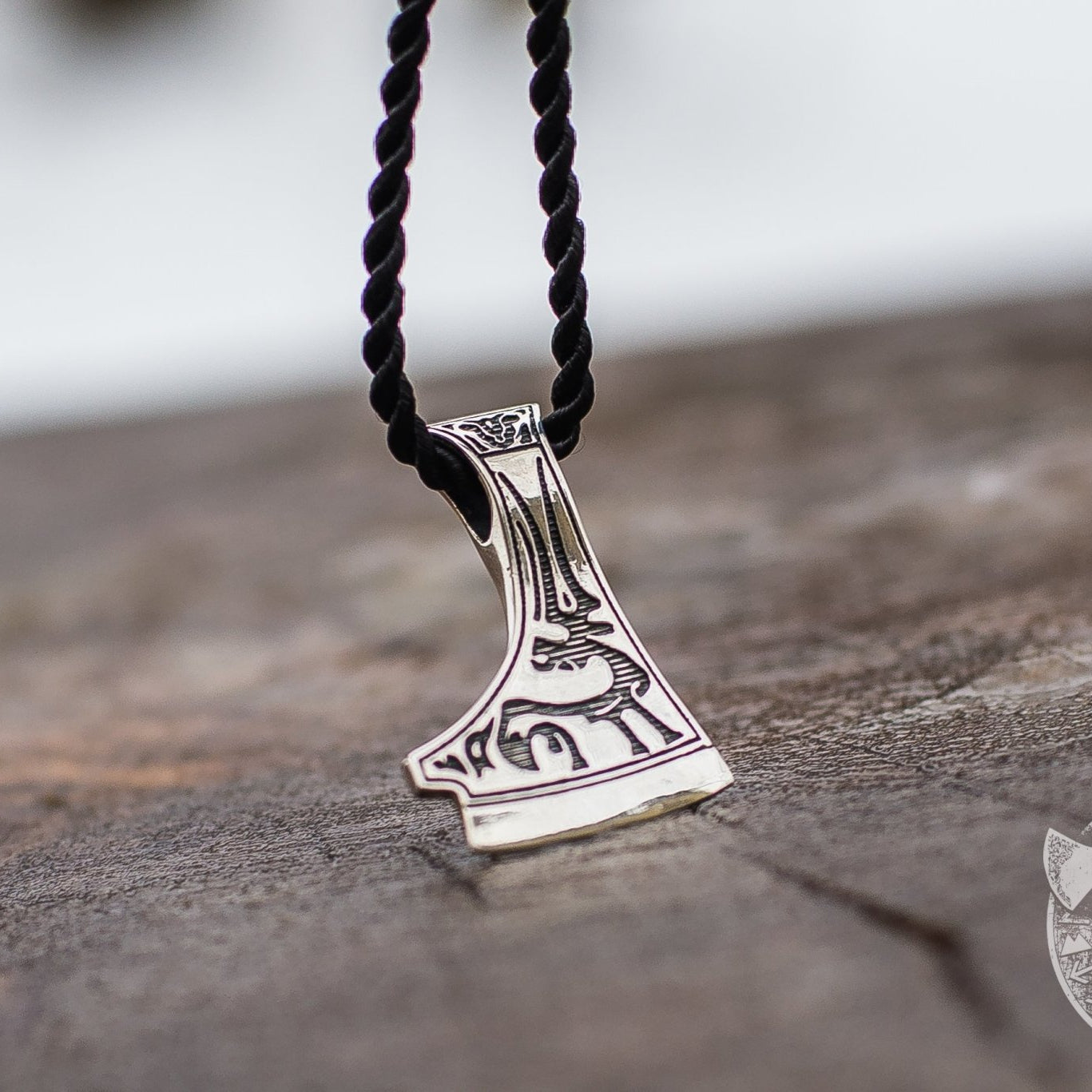 Perun's Axe with Deer Ornament 925 Sterling Silver Pendant - VikingsBrand