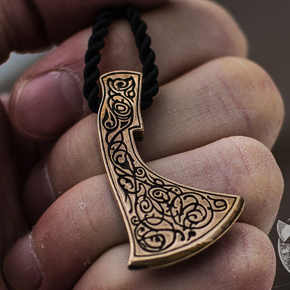 Perun's Axe  with Ornament Reconstruction Bronze Pendant - VikingsBrand