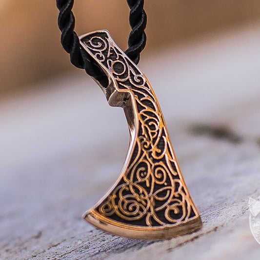 Perun's Axe  with Ornament Reconstruction Bronze Pendant - VikingsBrand