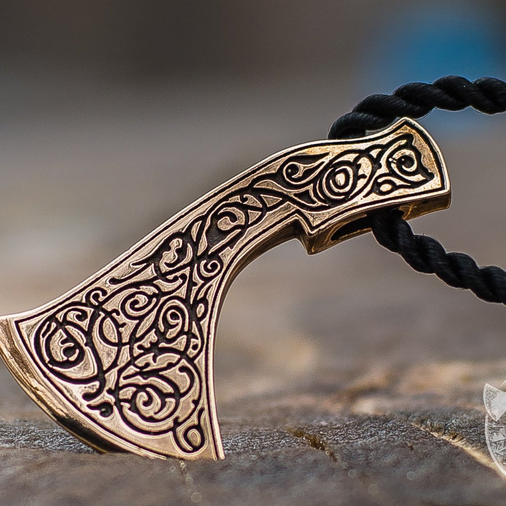 Perun's Axe  with Ornament Reconstruction Bronze Pendant - VikingsBrand