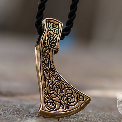 Perun's Axe  with Ornament Reconstruction Bronze Pendant - VikingsBrand
