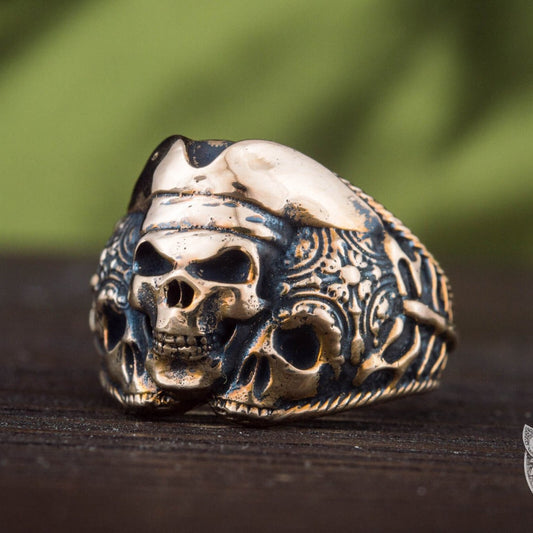 Pirate Skull Handmade Bronze Ring