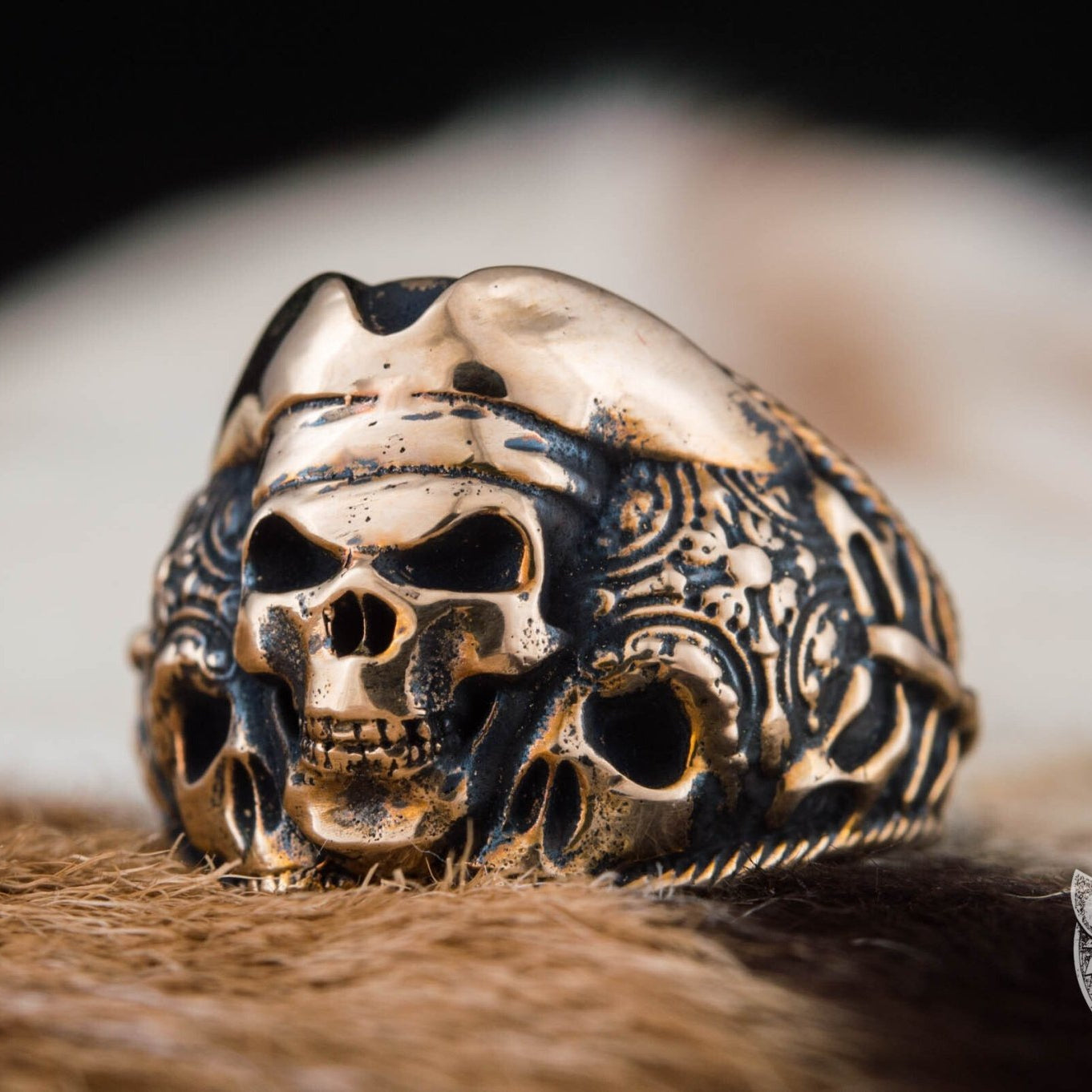 Pirate Skull Handmade Bronze Ring