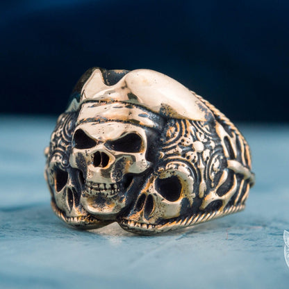 Pirate Skull Handmade Bronze Ring