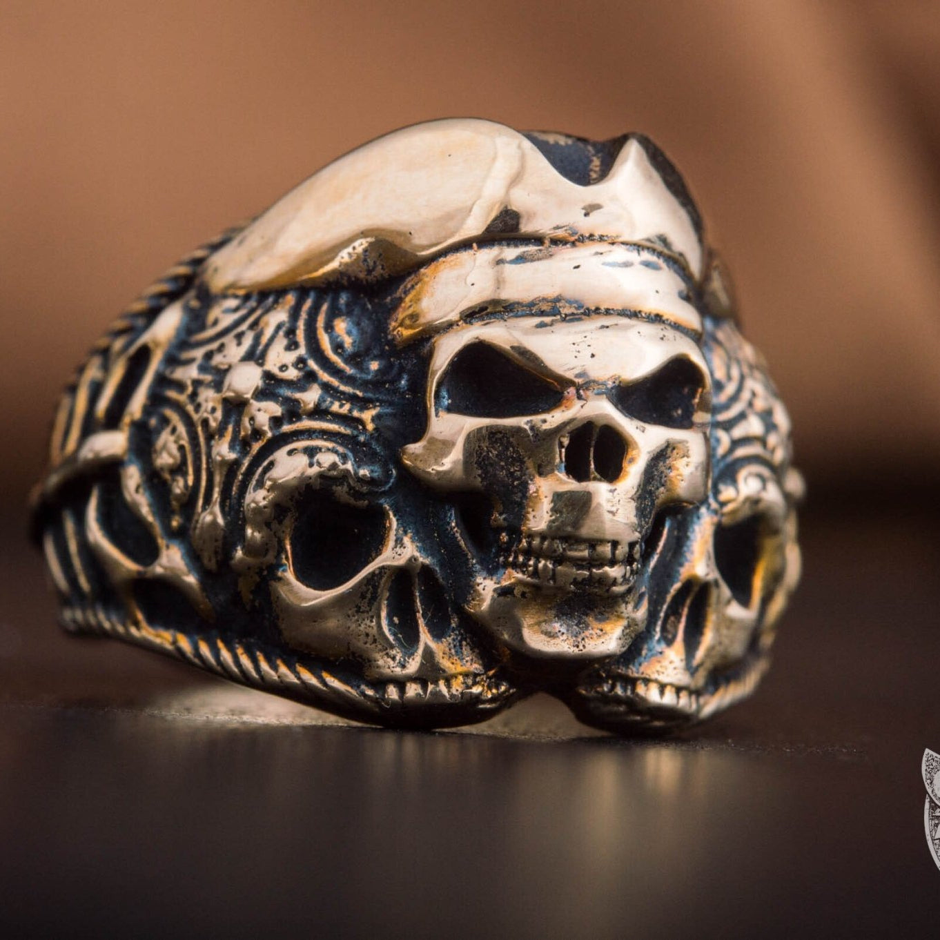 Pirate Skull Handmade Bronze Ring