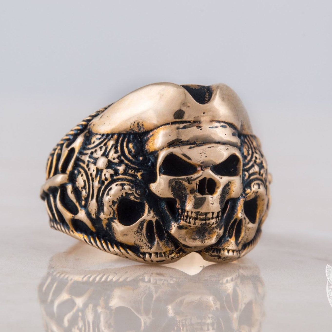Pirate Skull Handmade Bronze Ring