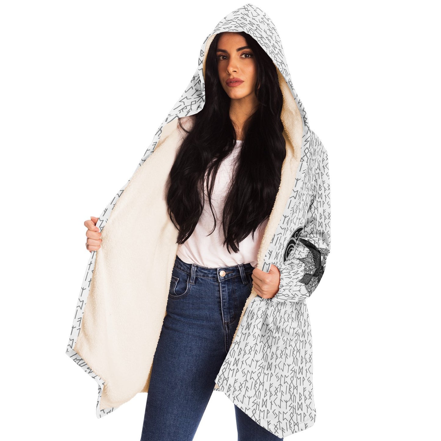 Premium Viking Runic Cloak White