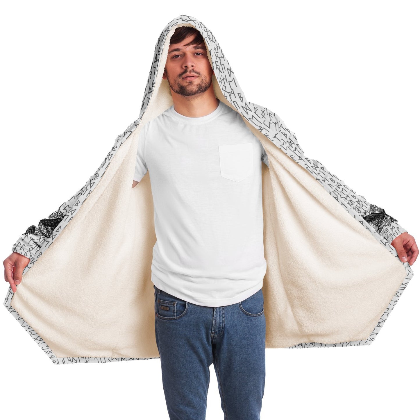 Premium Viking Runic Cloak White