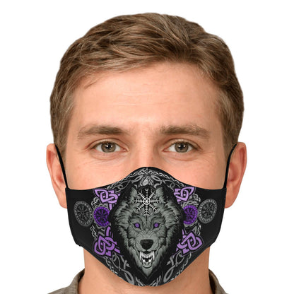 Purple Wolf Head Viking Face Mask Cover