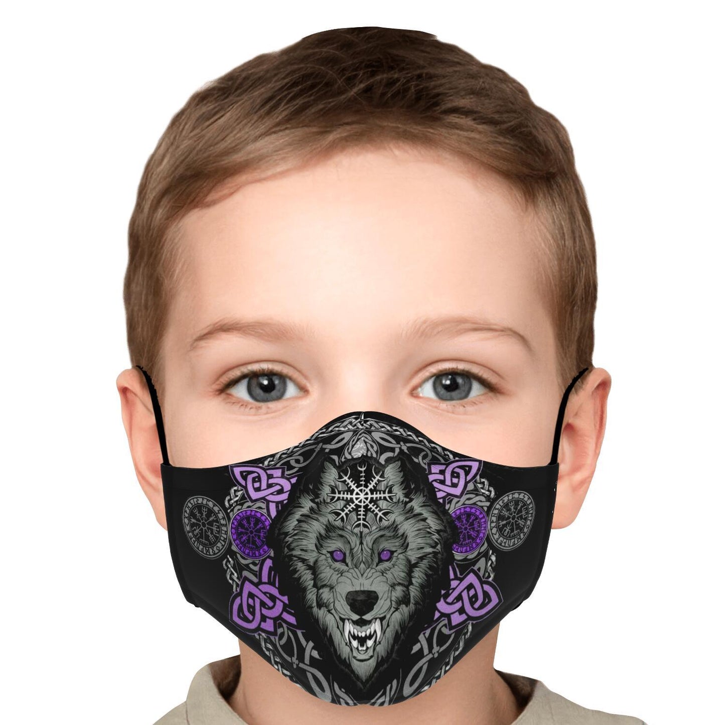 Purple Wolf Head Viking Face Mask Cover