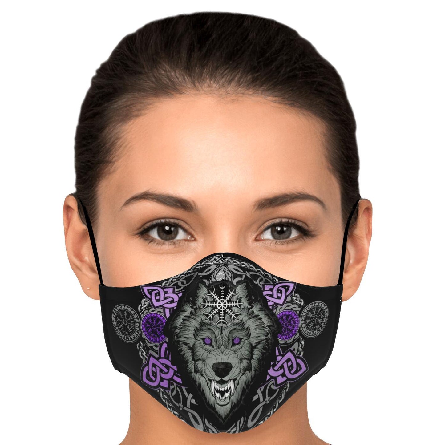 Purple Wolf Head Viking Face Mask Cover