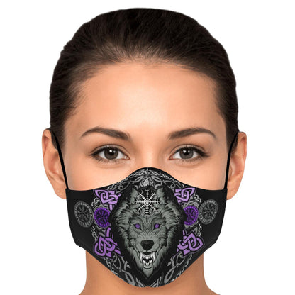 Purple Wolf Head Viking Face Mask Cover