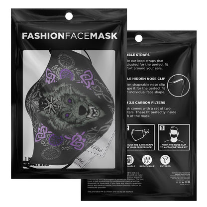 Purple Wolf Head Viking Face Mask Cover