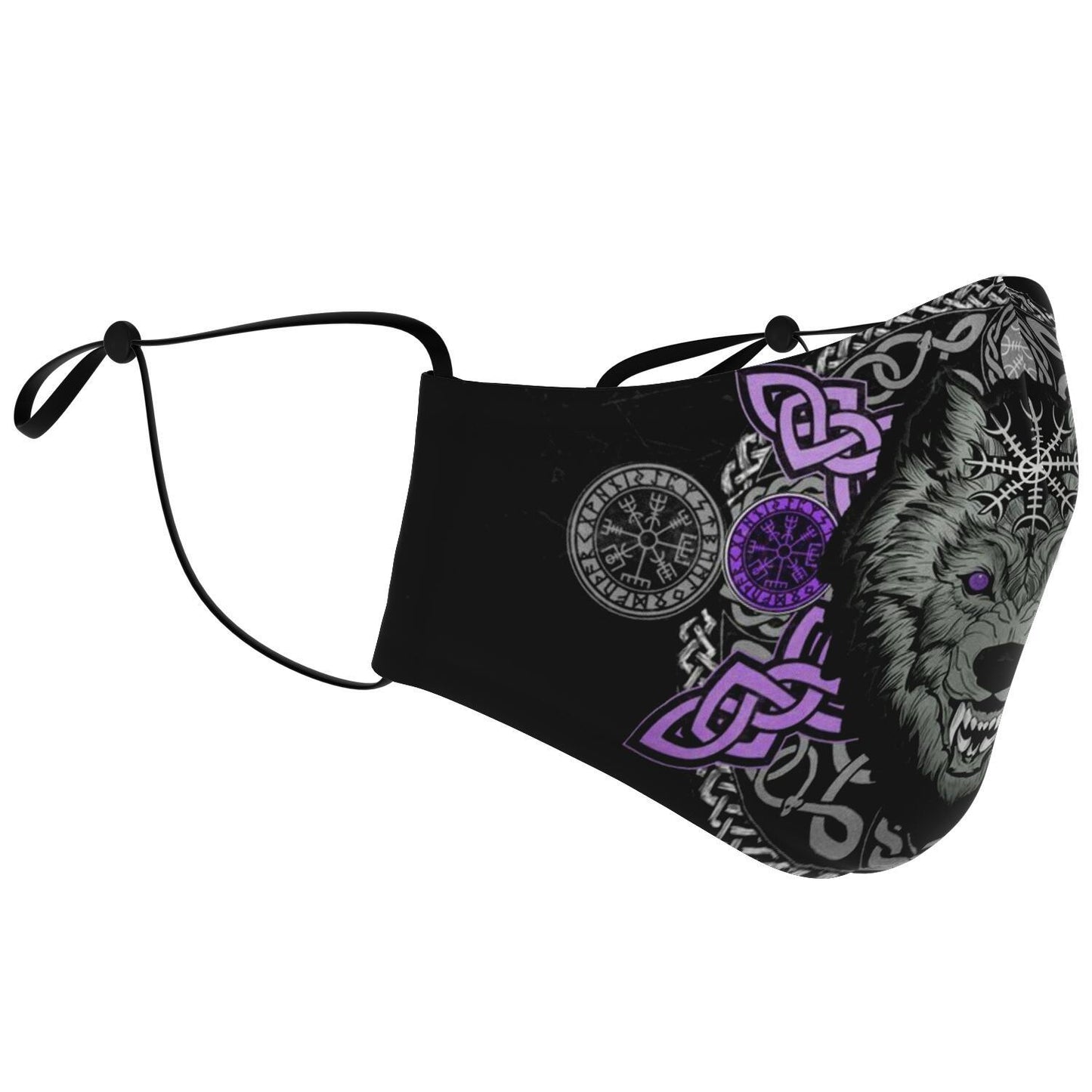 Purple Wolf Head Viking Face Mask Cover