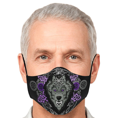 Purple Wolf Head Viking Face Mask Cover