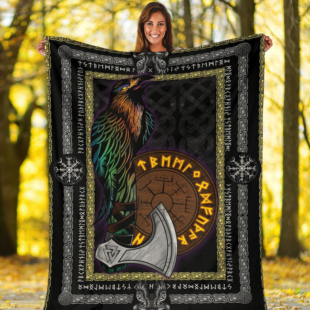 Raven Axe Fleece Blanket - VikingsBrand