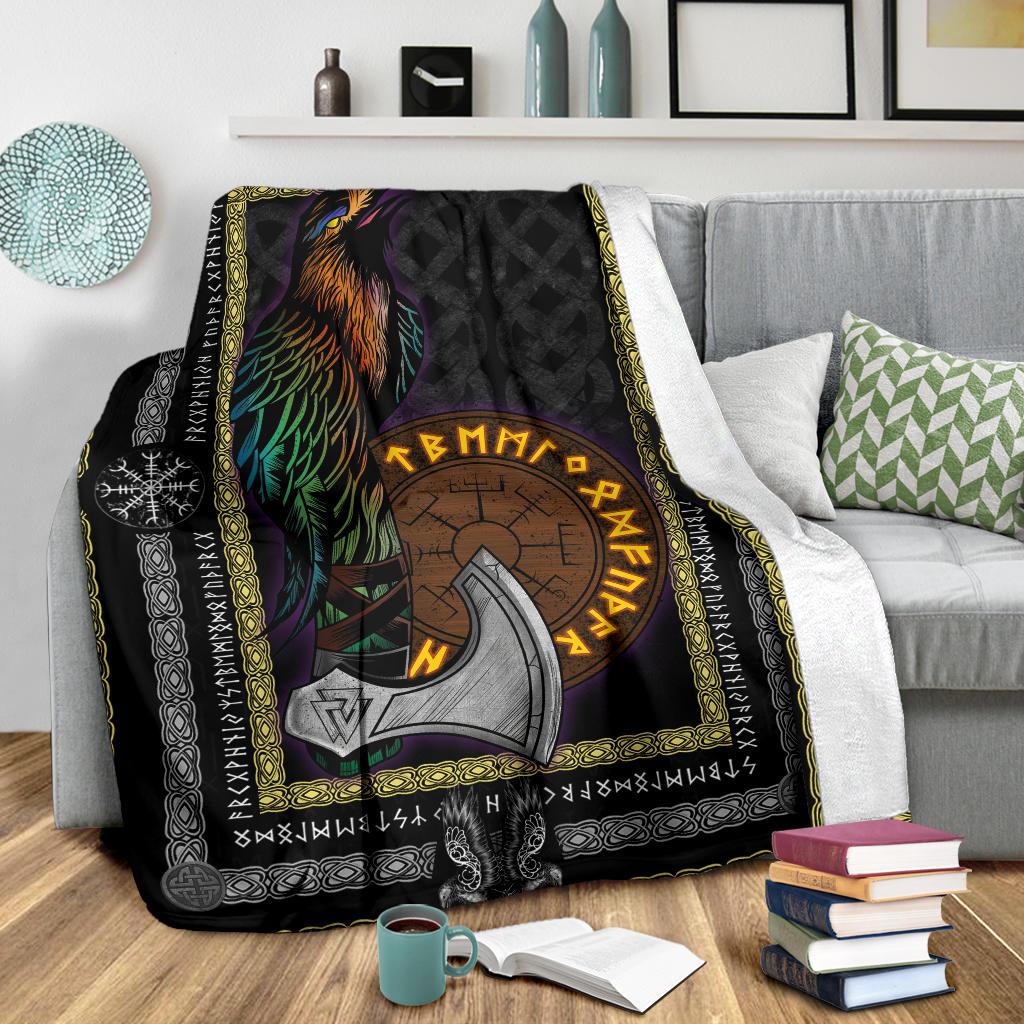 Raven Axe Fleece Blanket - VikingsBrand