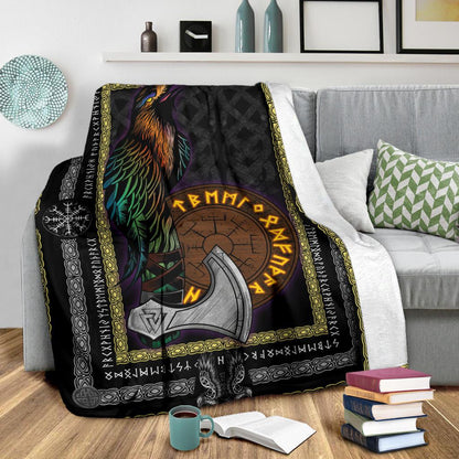 Raven Axe Fleece Blanket - VikingsBrand
