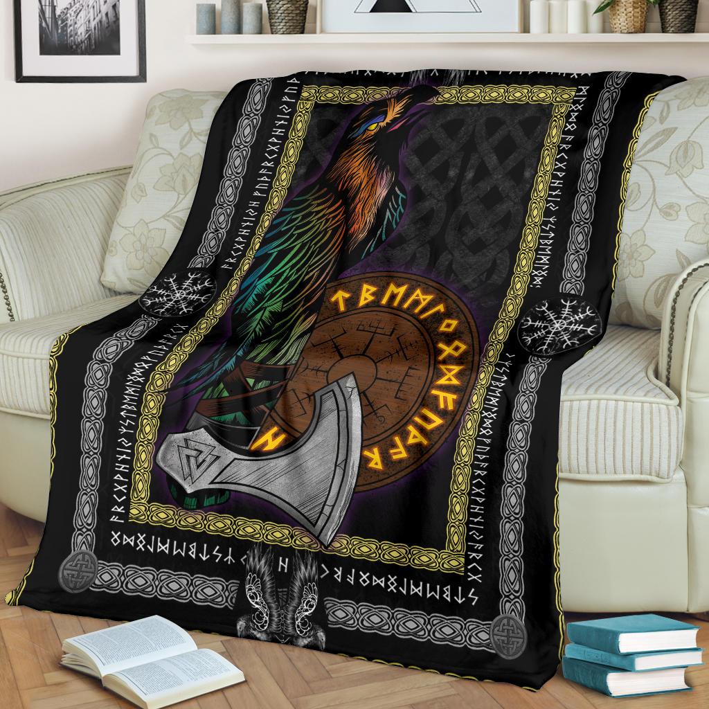 Raven Axe Fleece Blanket - VikingsBrand
