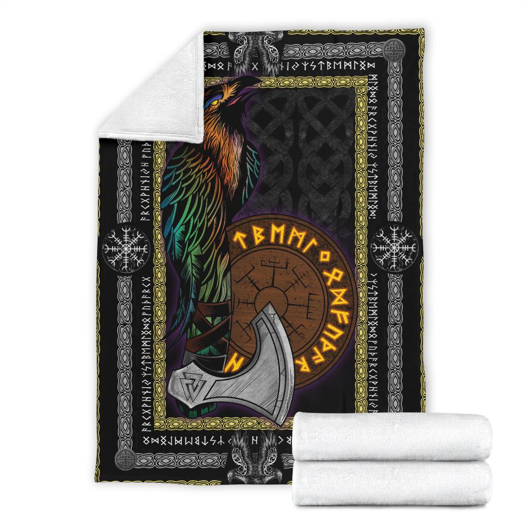 Raven Axe Fleece Blanket - VikingsBrand