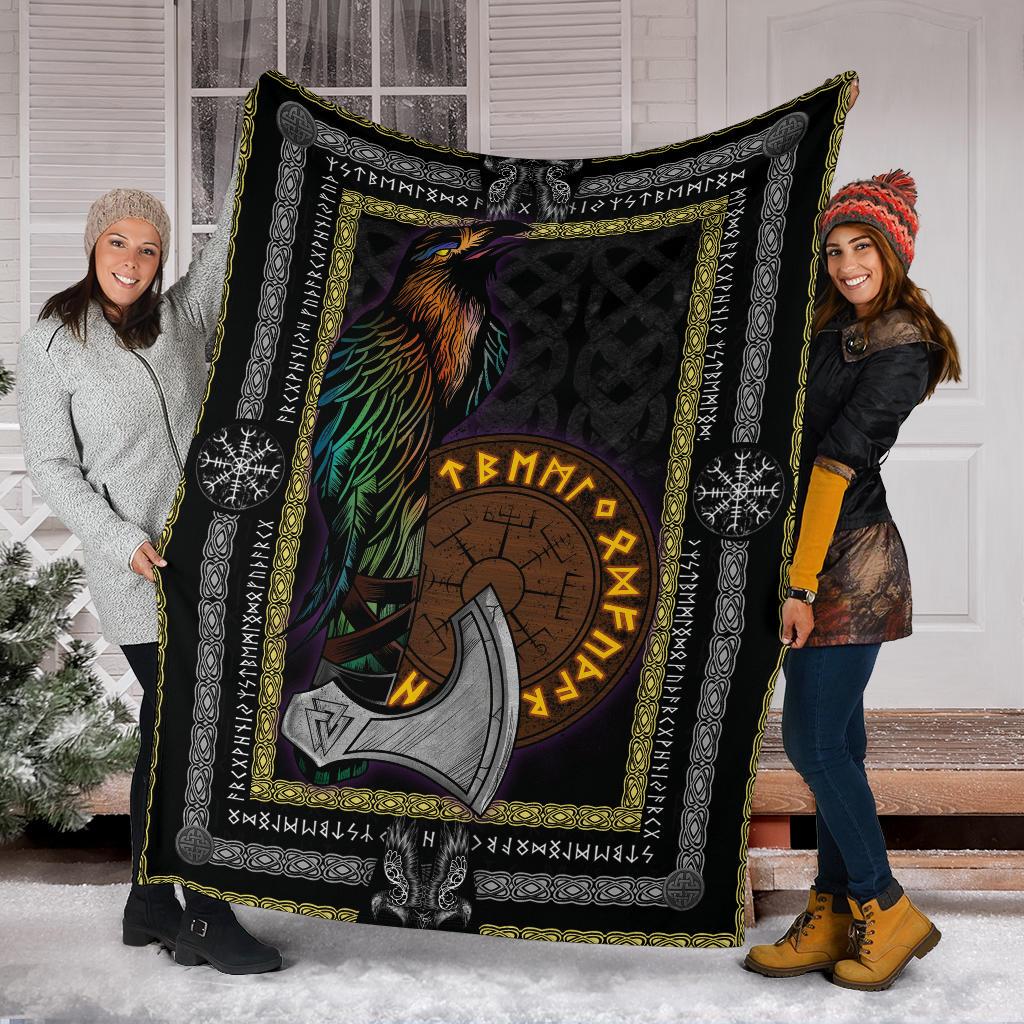 Raven Axe Fleece Blanket - VikingsBrand