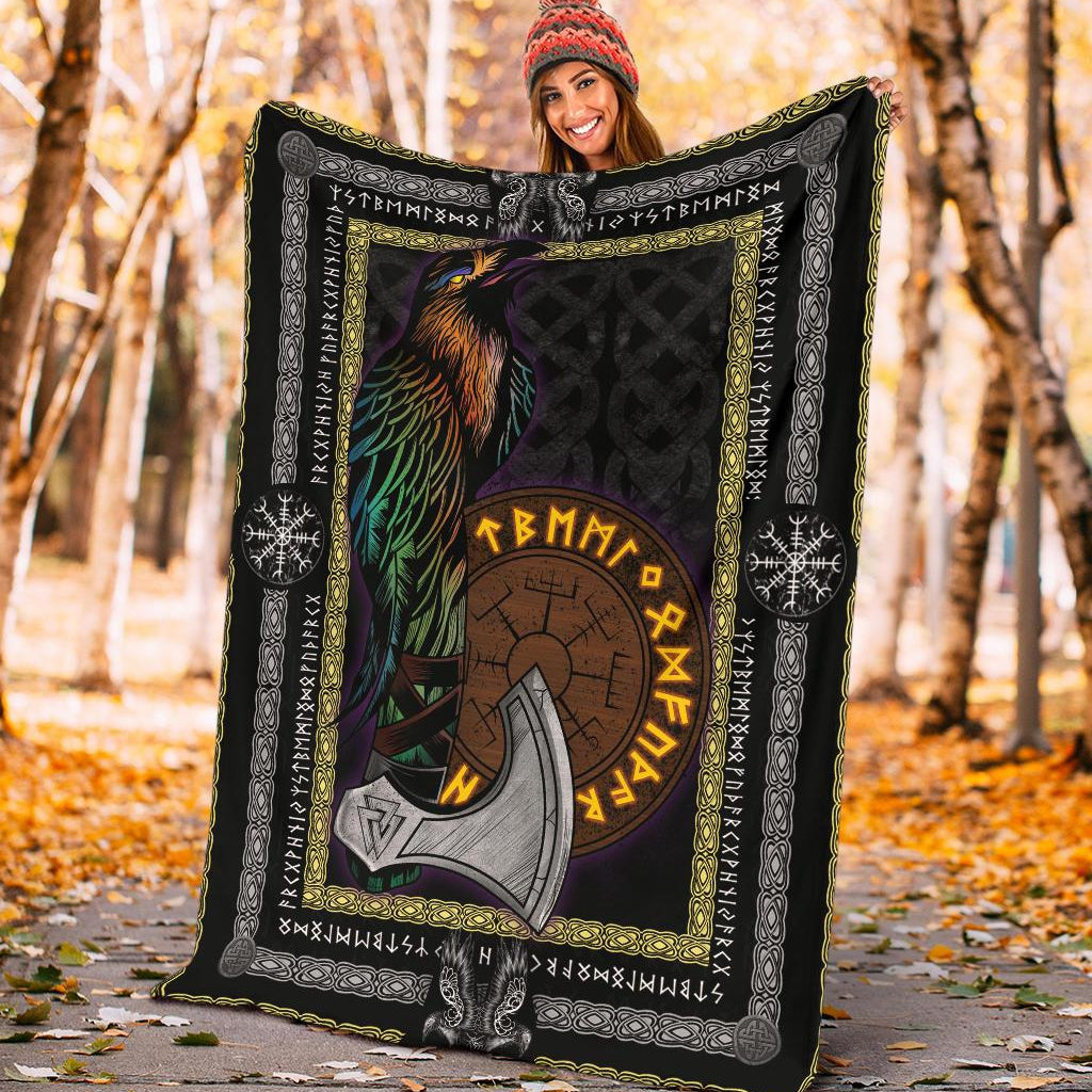 Raven Axe Fleece Blanket - VikingsBrand