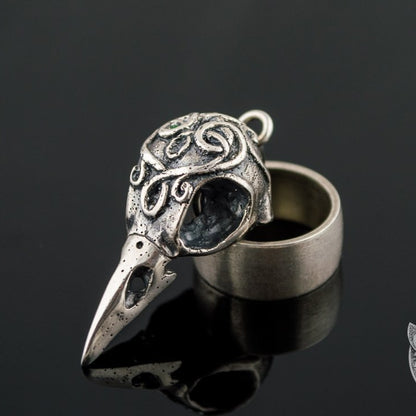 Raven Skull 925 Sterling Silver Pendant - VikingsBrand