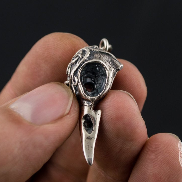 Raven Skull 925 Sterling Silver Pendant - VikingsBrand