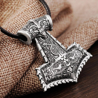 Raven Thor's Hammer Pendant Necklace - Viking Jewelry - VikingsBrand