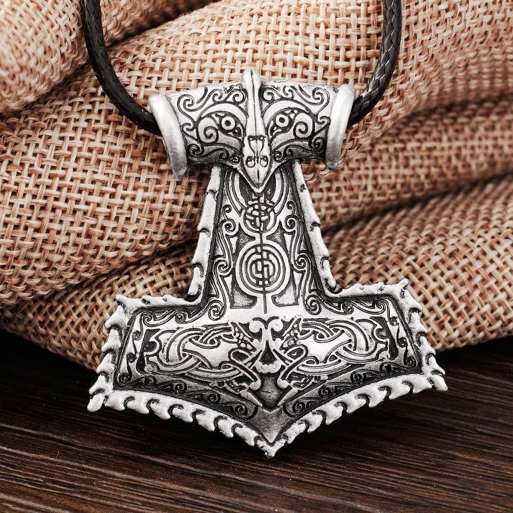 Raven Thor's Hammer Pendant Necklace - Viking Jewelry - VikingsBrand