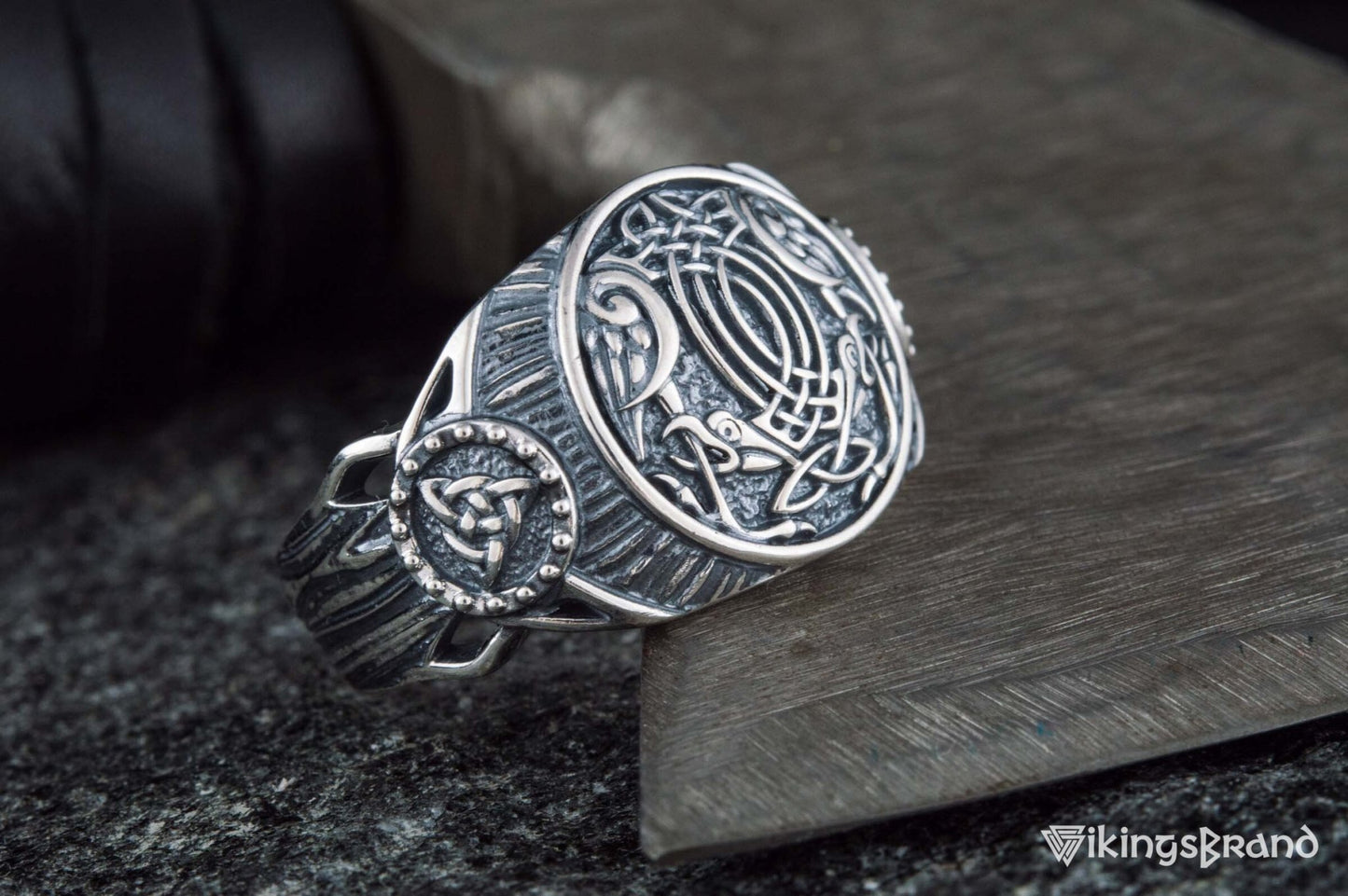 Raven Viking Symbol Ring Sterling Silver Handmade Viking Jewelry