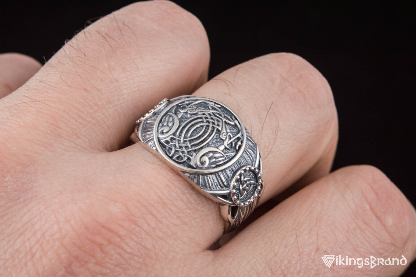 Raven Viking Symbol Ring Sterling Silver Handmade Viking Jewelry