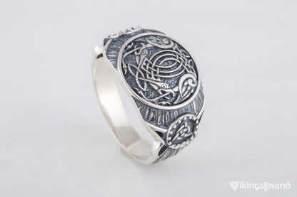 Raven Viking Symbol Ring Sterling Silver Handmade Viking Jewelry