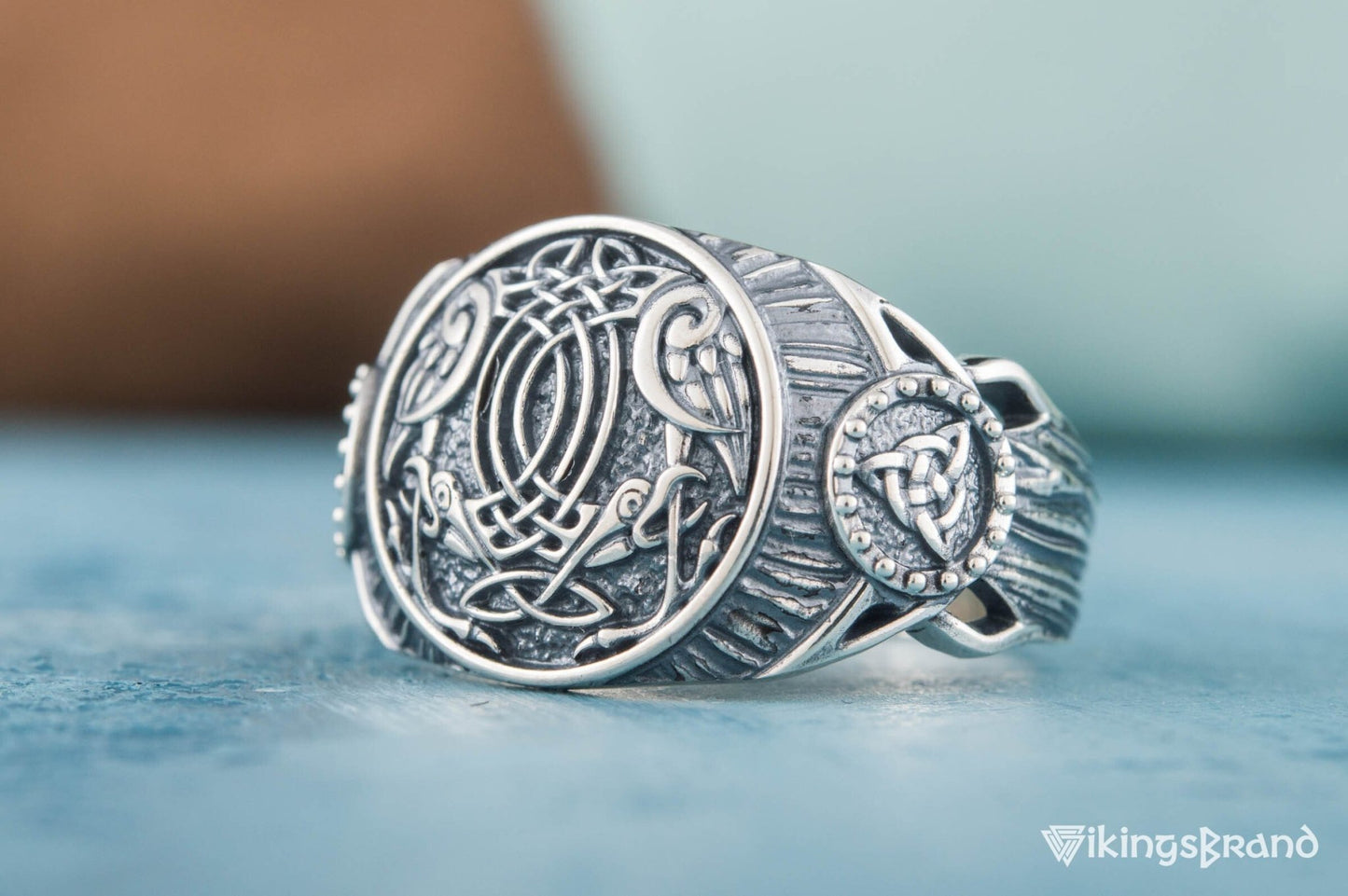 Raven Viking Symbol Ring Sterling Silver Handmade Viking Jewelry