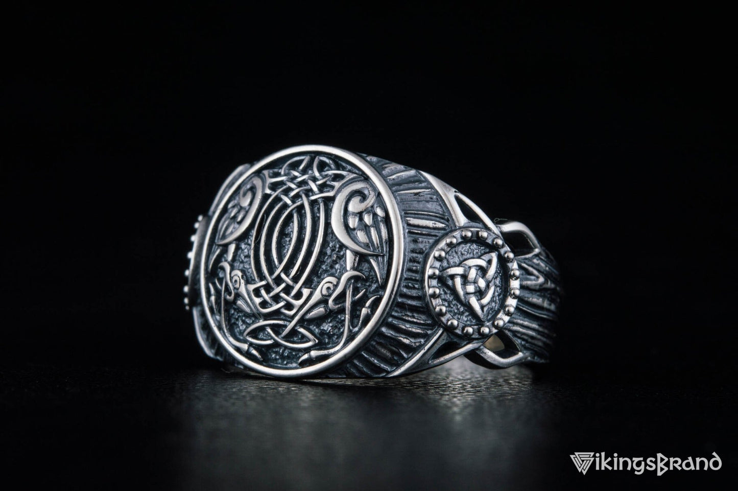 Raven Viking Symbol Ring Sterling Silver Handmade Viking Jewelry
