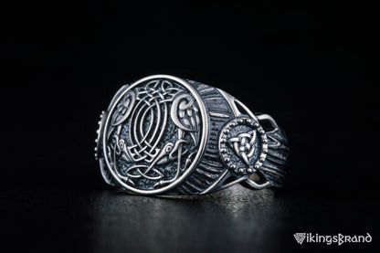 Raven Viking Symbol Ring Sterling Silver Handmade Viking Jewelry
