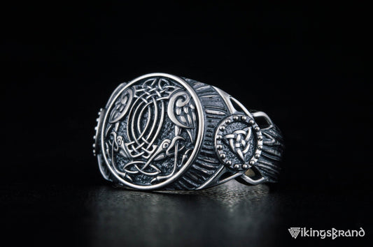 Raven Viking Symbol Ring Sterling Silver Handmade Viking Jewelry
