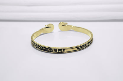 Ravens and Elder Futhark runes Arm Ring - Viking Bracelet