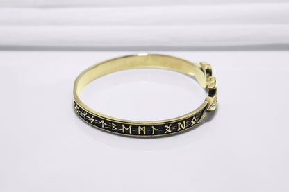 Ravens and Elder Futhark runes Arm Ring - Viking Bracelet