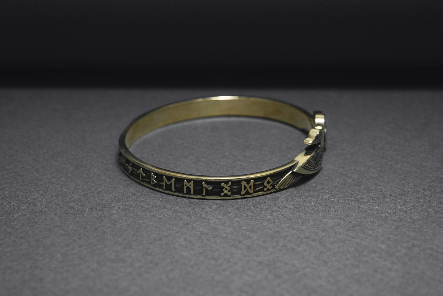 Ravens and Elder Futhark runes Arm Ring - Viking Bracelet