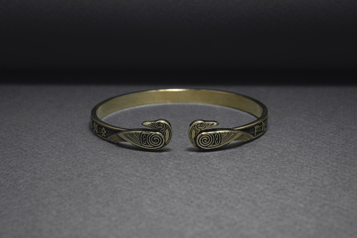 Ravens and Elder Futhark runes Arm Ring - Viking Bracelet