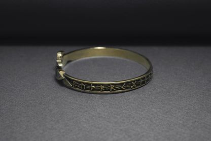 Ravens and Elder Futhark runes Arm Ring - Viking Bracelet