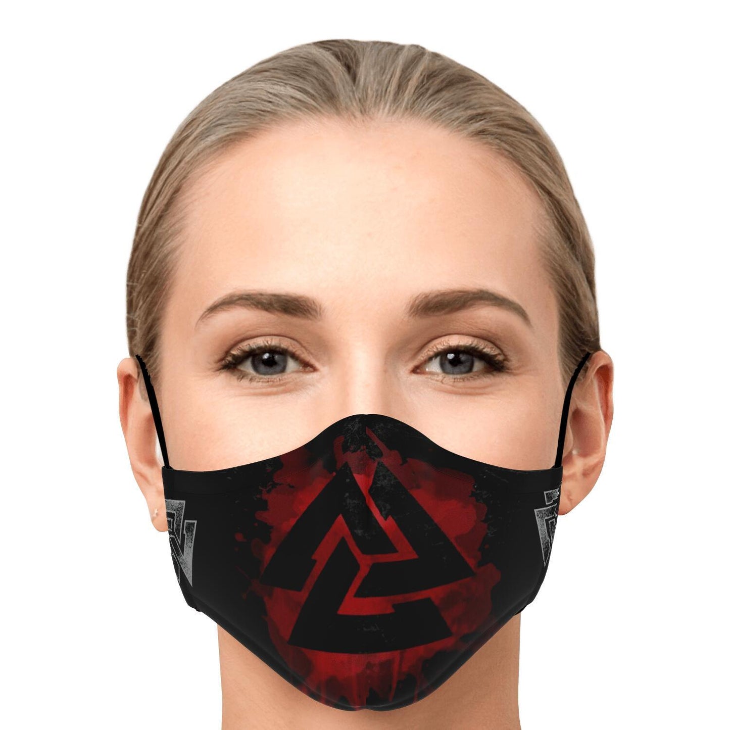 Red Valknut Viking Face Mask Cover
