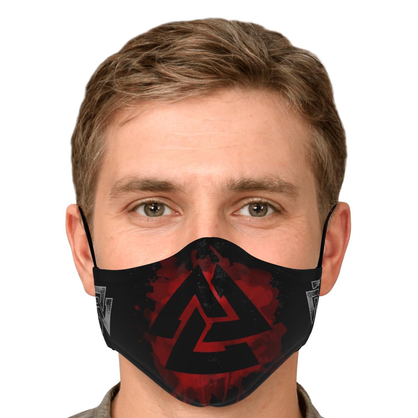 Red Valknut Viking Face Mask Cover