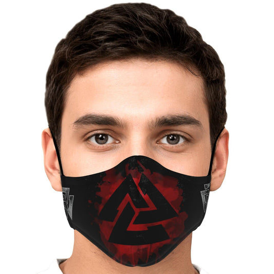 Red Valknut Viking Face Mask Cover