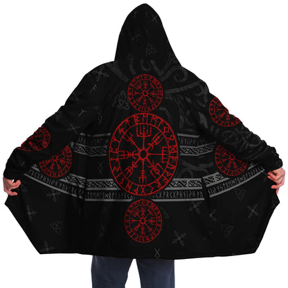 Red Vegvisir Premium Viking Cloak