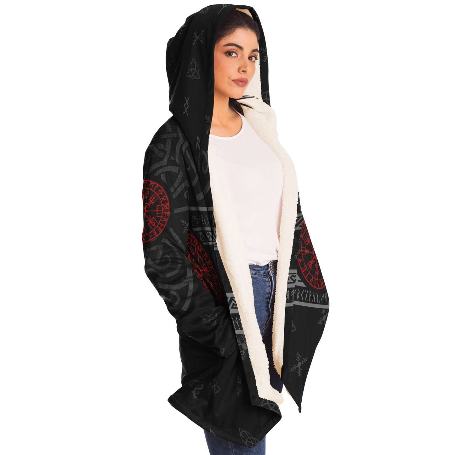 Red Vegvisir Premium Viking Cloak