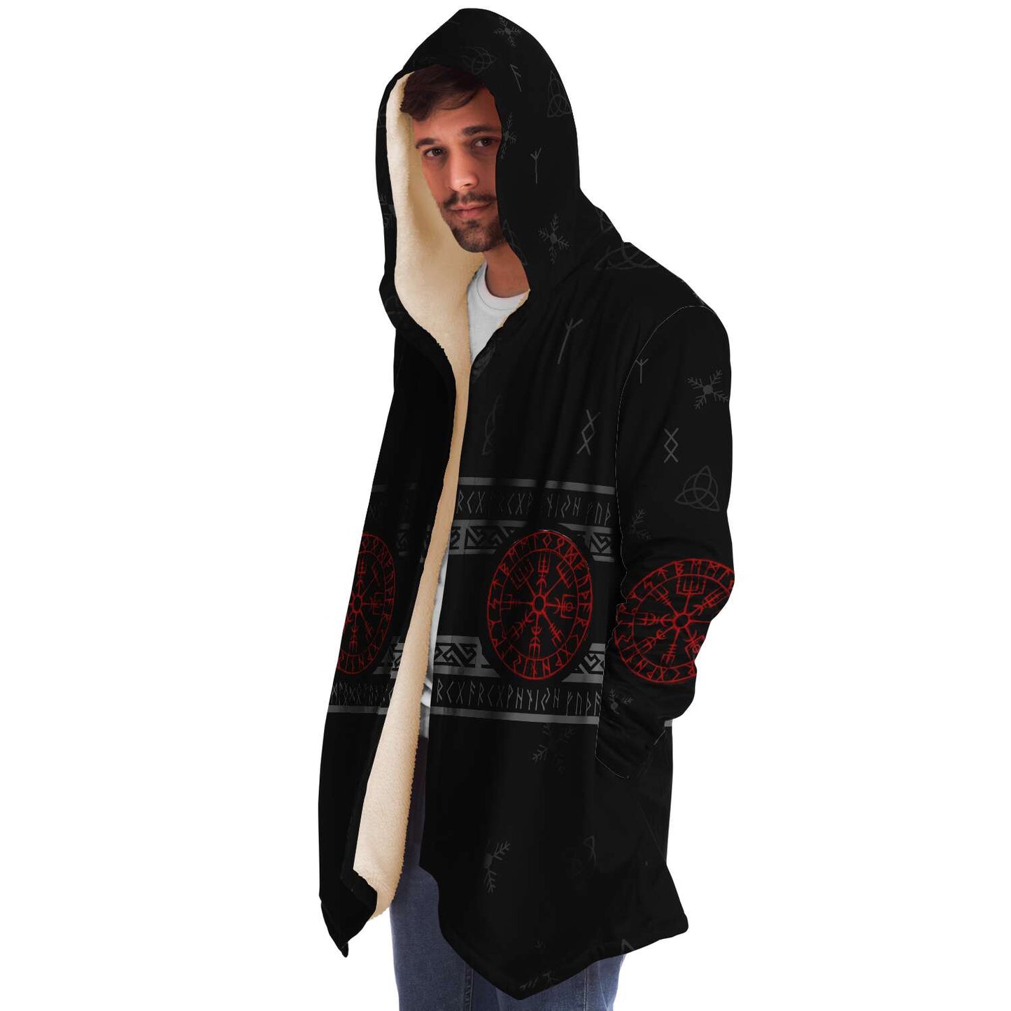 Red Vegvisir Premium Viking Cloak