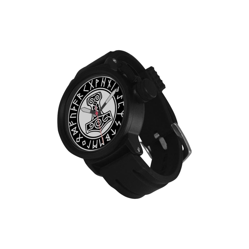Rugged Viking Watch with Mjolnir and Runic Circle - VikingsBrand
