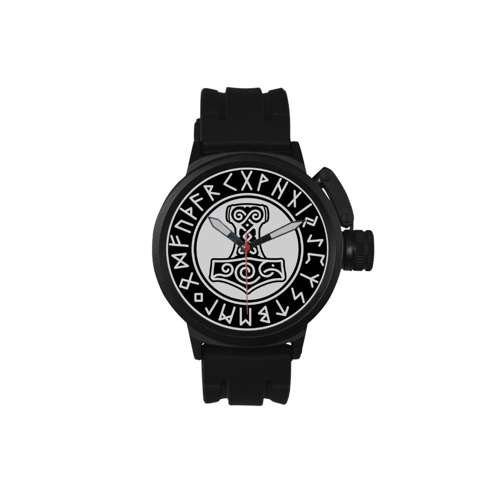 Rugged Viking Watch with Mjolnir and Runic Circle - VikingsBrand